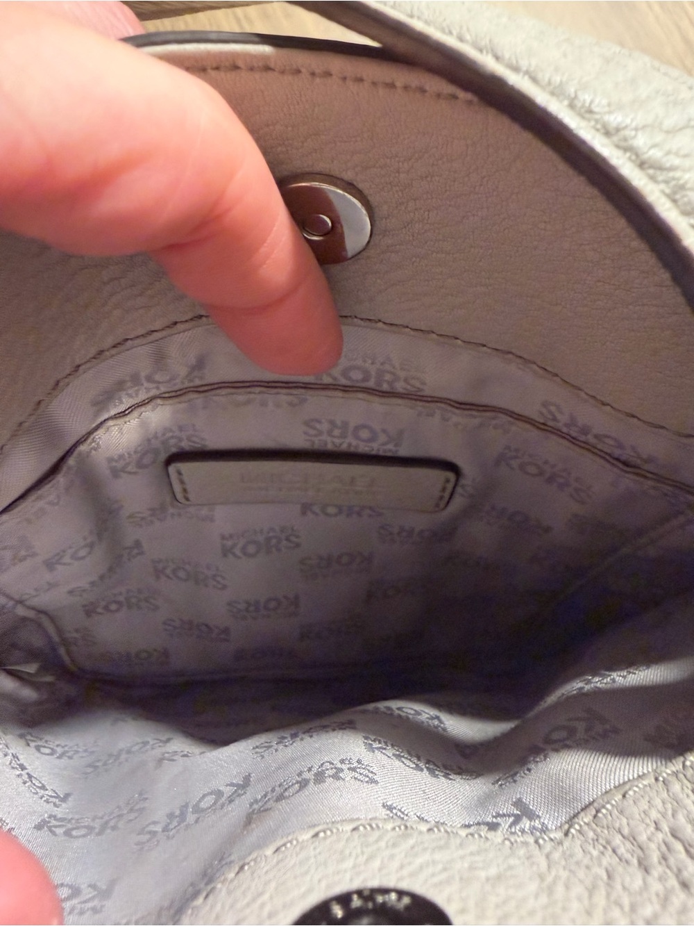 Michael Kors Pebbled Leather Crossbody in Light Gray - Picture 8 of 11
